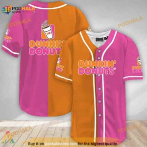 Orange And Pink Split Dunkin Donuts 3D Baseball Jersey