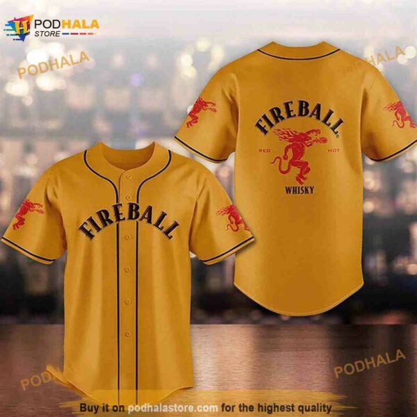 Orange Fireball Whiskey 3D Baseball Jersey Shirt