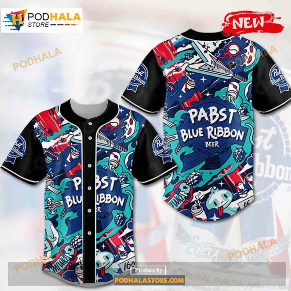 Pabst Blue Ribbon Beer Funny Design Baseball Jersey