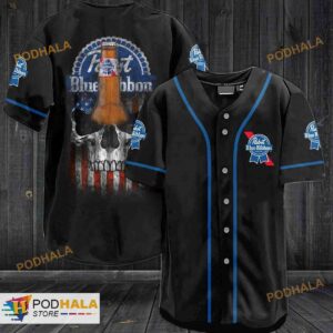 Pabst Blue Ribbon Usa Flag Skull Unisex 3D Baseball Jersey