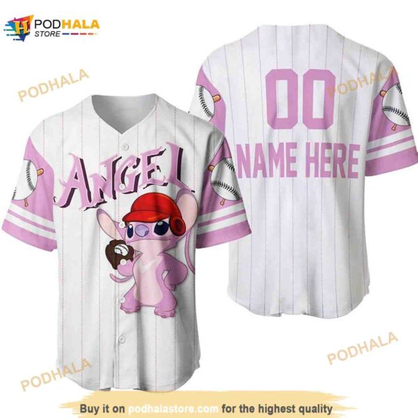 Personalized Angel Stitch Girlfriend All Over Print Pinstripe 3D Baseball Jersey