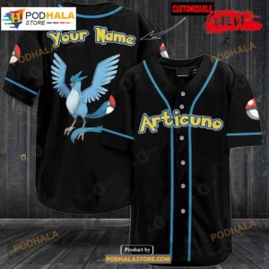 Personalized Articuno Pokemon Black Design Baseball Jersey