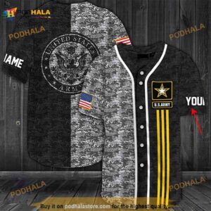 Personalized Basic Us Army Veteran 3D Baseball Jersey