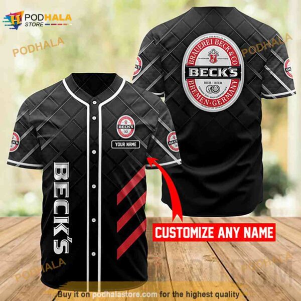 Personalized Black Beck’s Beer 3D Baseball Jersey