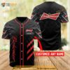 Personalized Black Budweiser Beer 3D Baseball Jersey