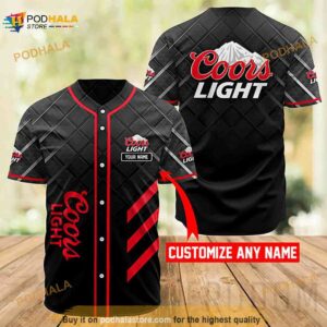 Personalized Black Coors Light 3D Baseball Jersey