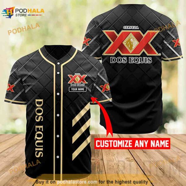 Personalized Black Dos Equis 3D Baseball Jersey