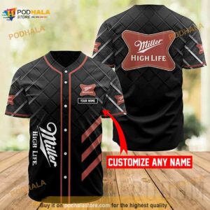 Personalized Black Miller High Life 3D Baseball Jersey