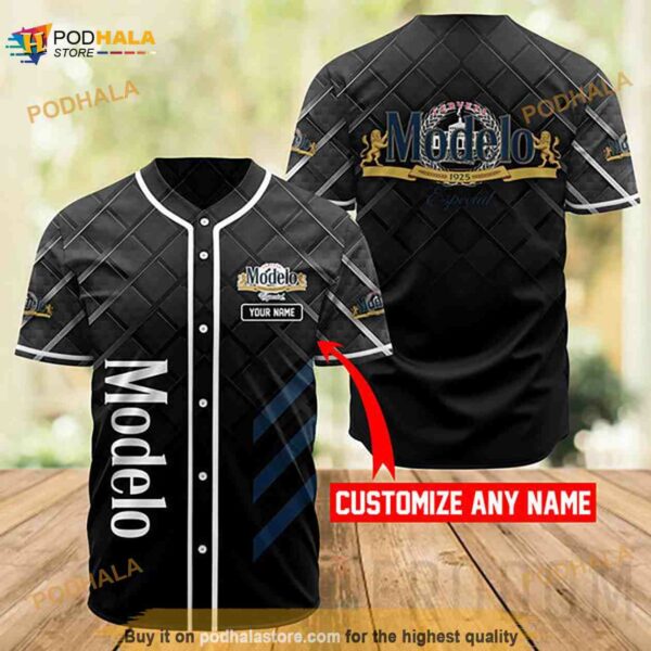 Personalized Black Modelo Beer 3D Baseball Jersey