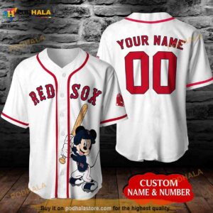 Personalized Boston Red Sox Mickey Mouse Disney Unisex 3D Baseball Jersey