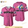 Personalized Chilling Donald Duck Disney 3D Baseball Jersey – Pink