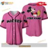 Personalized Chilling Mickey Mouse Disney All Over Print Pink Baseball Jersey