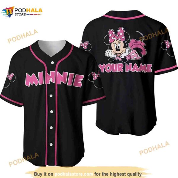 Personalized Chilling Pink Minnie Mouse Disney 3D Baseball Jersey