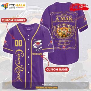 Personalized Crown Royal Never Underestimate A Man All Over Print 3d Unisex Baseball Jersey