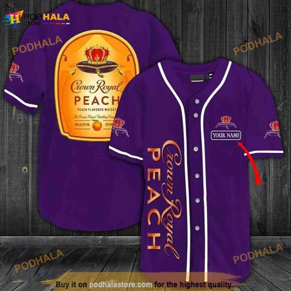 Personalized Crown Royal Peach 3D Baseball Jersey Shirt