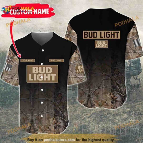 Personalized Deer Hunting Bud Light 3D Baseball Jersey