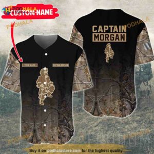 Personalized Deer Hunting Captain Morgan 3D Baseball Jersey