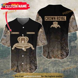 Personalized Deer Hunting Crown Royal 3D Baseball Jersey