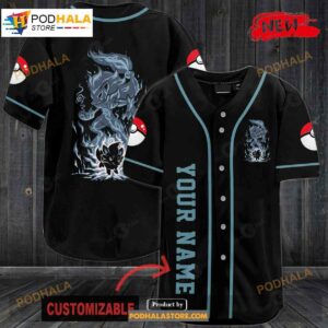 Personalized Delphox Pokemon Black Baseball Jersey