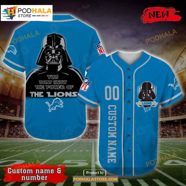 Personalized Detroit Lions Darth Vader Star Wars All Over Print 3d Baseball Jersey