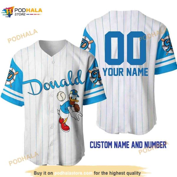 Personalized Donald Duck All Over Print Pinstripe 3D Baseball Jersey