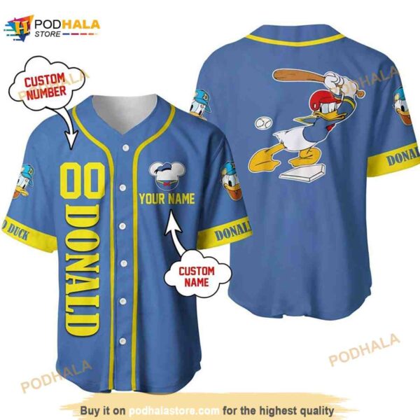 Personalized Donald Duck Disney Playing Baseball 3D Baseball Jersey