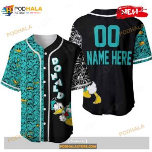 Personalized Donald Duck Pattern All Over Print Mix Color Baseball Jersey