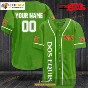 Personalized Dos Equis All Over Print Lime Green Baseball Jersey