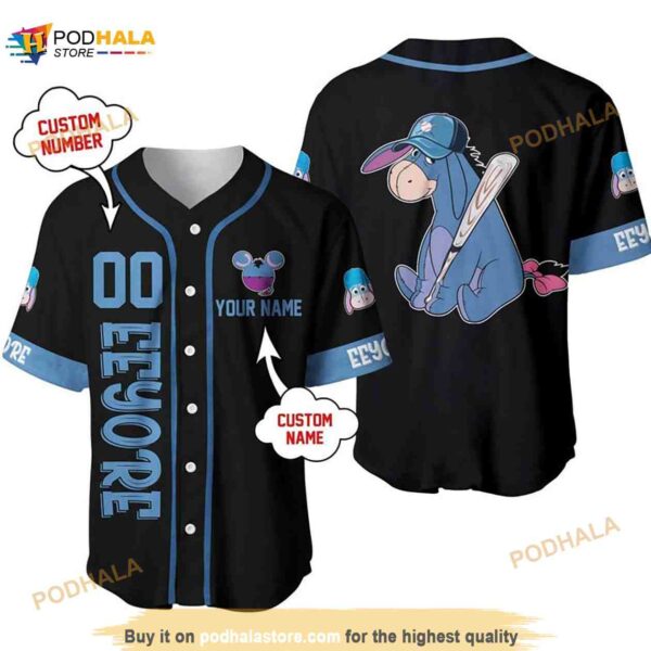 Personalized Eeyore Disney Playing Baseball 3D Baseball Jersey