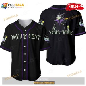 Personalized Evil Queen Maleficent Disney All Over Print Black Baseball Jersey