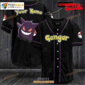 Personalized Gengar Black Baseball Jersey