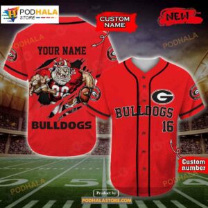 Personalized Georgia Bulldogs Player All Over Print 3d Baseball Jersey