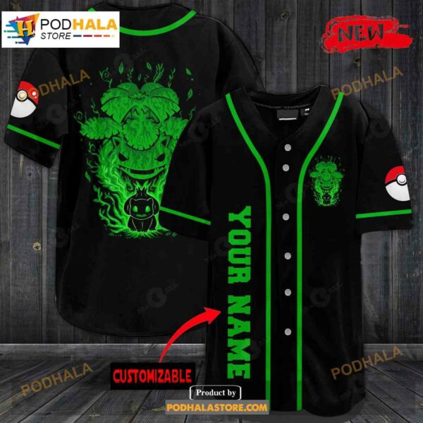 Personalized Giant Venusaur Black Baseball Jersey