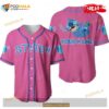 Personalized Happy Stitch Disney All Over Print Pink Design Baseball Jersey