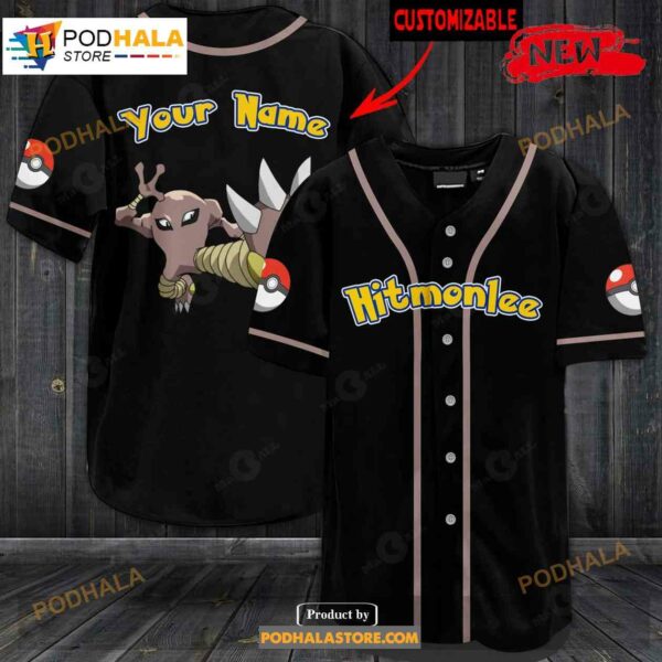 Personalized Hitmonlee Black Baseball Jersey