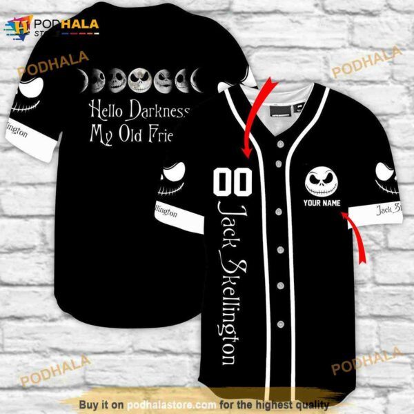 Personalized Horror Halloween Jack Skellington 3D Baseball Jersey