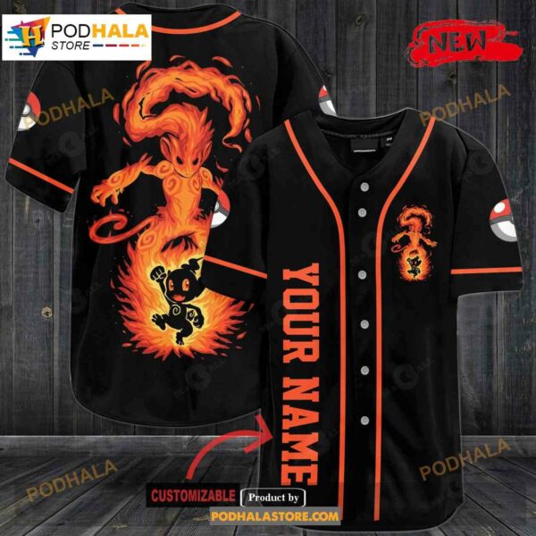 Personalized Infernape Black Pokemon Baseball Jersey