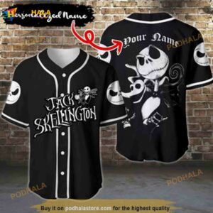 Personalized Jack Skellington Nightmare Before Christmas 3D Baseball Jersey