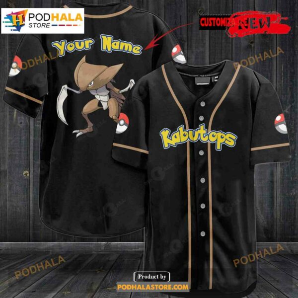 Personalized Kabutops Pokemon Black Design Baseball Jersey