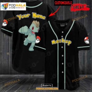 Personalized Machop Pokemon Black Design Baseball Jersey