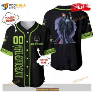 Personalized Maleficent Disney Playing Baseball All Over Print Black Baseball Jersey