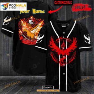 Personalized Moltres House Valor Pokemon Black Baseball Jersey