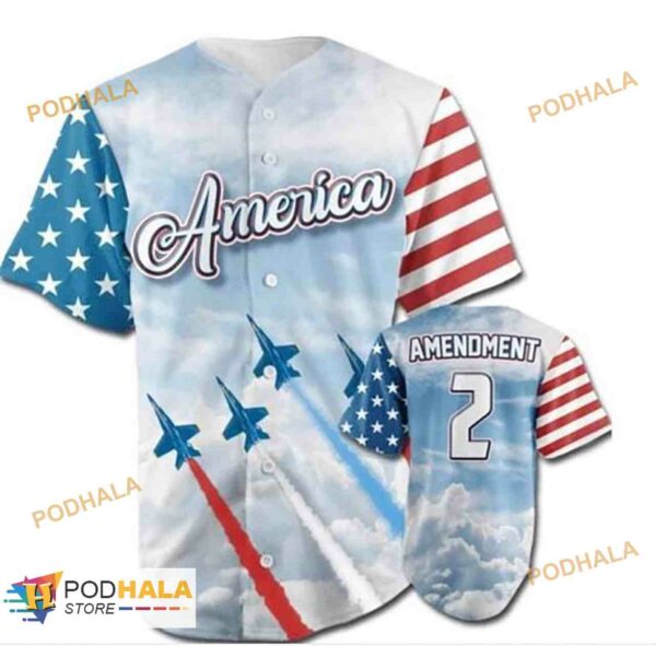 Personalized Name America Usa Flag Plane Unisex 3D Baseball Jersey