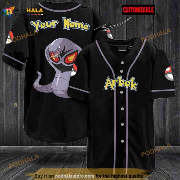 Personalized Name Arbok Pokemon 3D Baseball Jersey