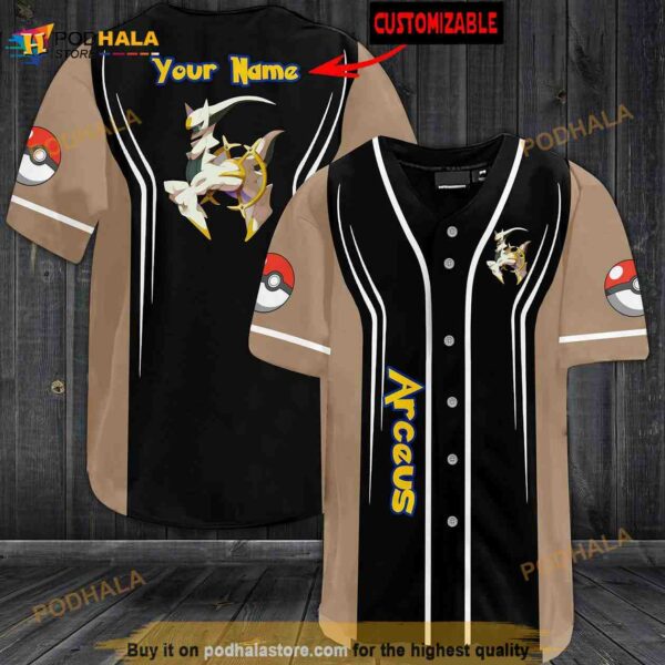 Personalized Name Arceus Pokemon 3D Baseball Jersey