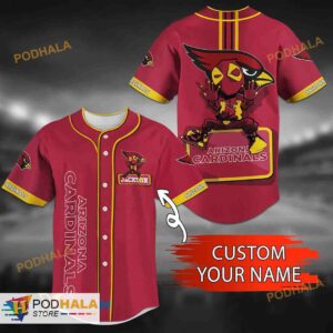 Personalized Name Arizona Cardinals Unique Gifts NFL 3D Baseball Jersey Shirt