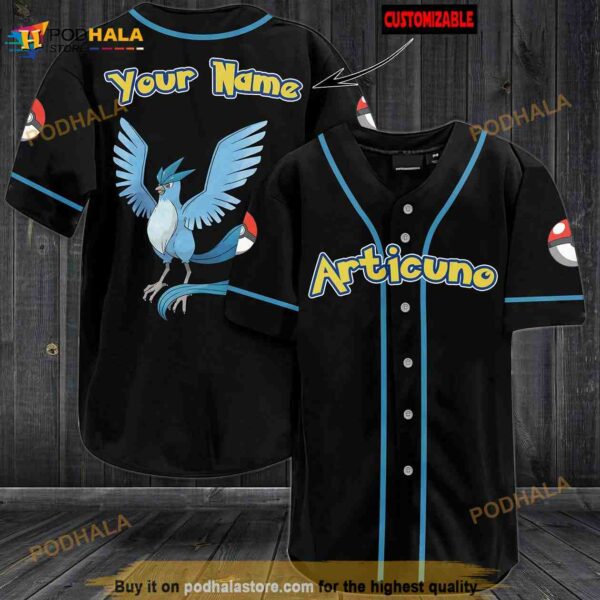 Personalized Name Articuno Pokemon 3D Baseball Jersey