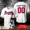 Personalized Name Atlanta Braves Mickey Mouse Disney Unisex 3D Baseball Jersey