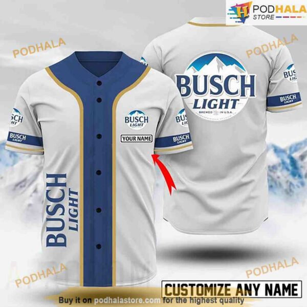 Personalized Name Basic Busch Light 3D Baseball Jersey