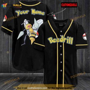 Personalized Name Beedrill Pokemon 3D Baseball Jersey